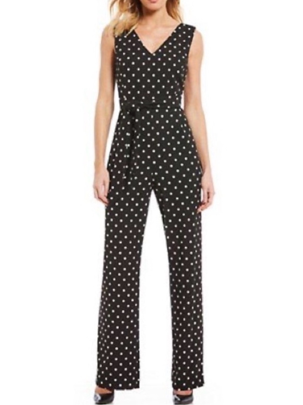 Calvin Klein Black and White Polka Dot Jumpsuit